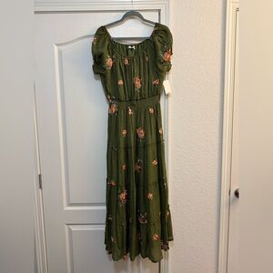NWT Floral Green Maxi Dress
